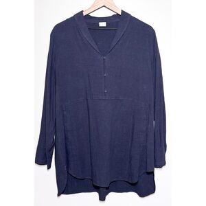 POETRY Linen Blend Button Blouse Shirt Top Pockets Women’s Size 12